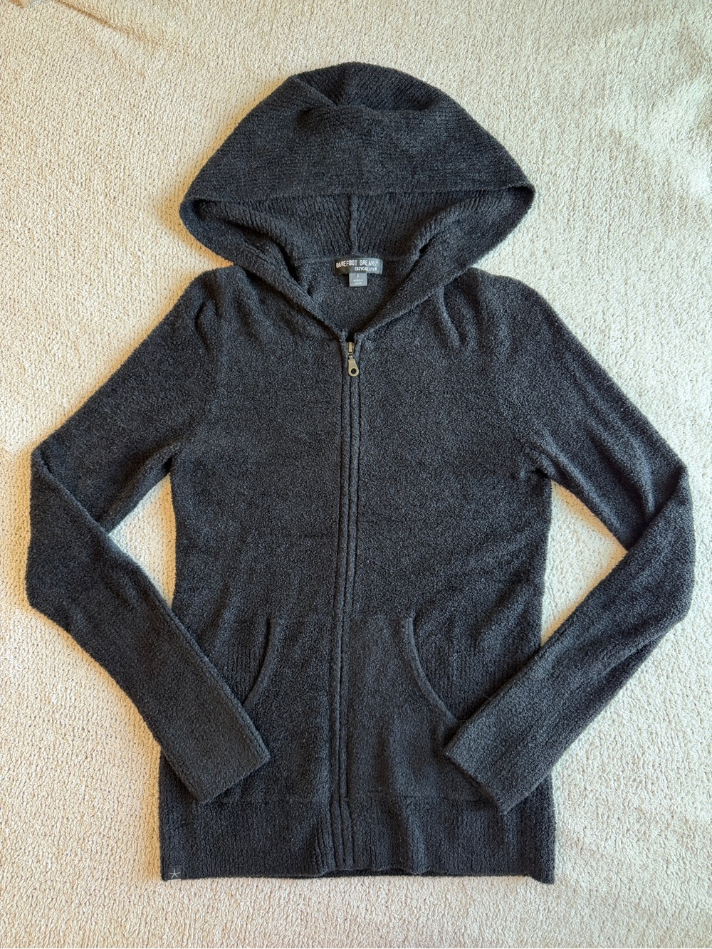 Barefoot Dreams Zip Up Hoodie Sweater Cozy Chic Lite Small Black